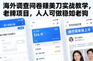 海外调查问卷賺美刀实战教学，老牌项目，人人可做稳如老狗-沧海聊项目