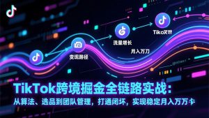 TikTok跨境掘金全链路实战：从算法、选品到团队管理，打通闭环，实现稳定月入万刀-沧海聊项目