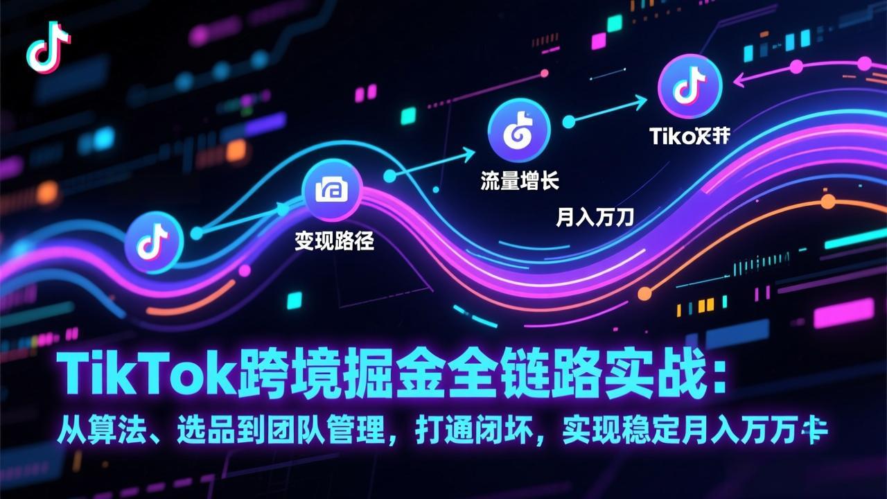 TikTok跨境掘金全链路实战：从算法、选品到团队管理，打通闭环，实现稳定月入万刀-沧海聊项目