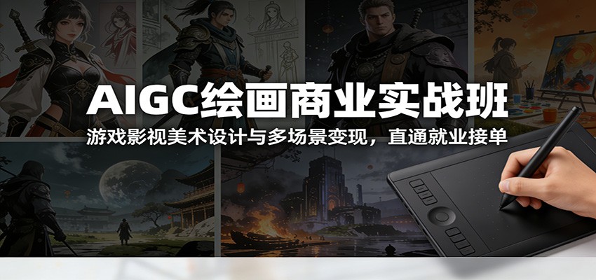 AIGC绘画商业实战班：游戏影视美术设计与多场景变现，直通就业接单-沧海聊项目