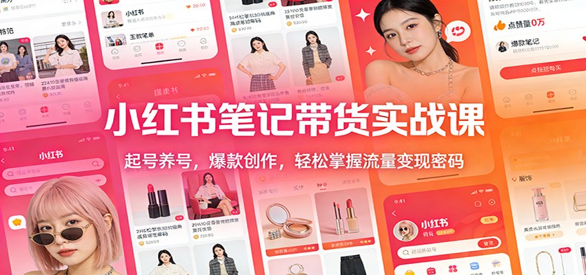 小红书笔记带货实战课：起号养号，爆款创作，轻松掌握流量变现密码-沧海聊项目