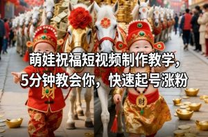萌娃祝福短视频制作教学，5分钟教会你，快速起号涨粉-沧海聊项目