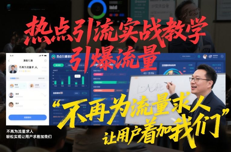 热点引流实战教学，引爆流量，不再为流量求人，轻松实现让用户求着加我们-沧海聊项目