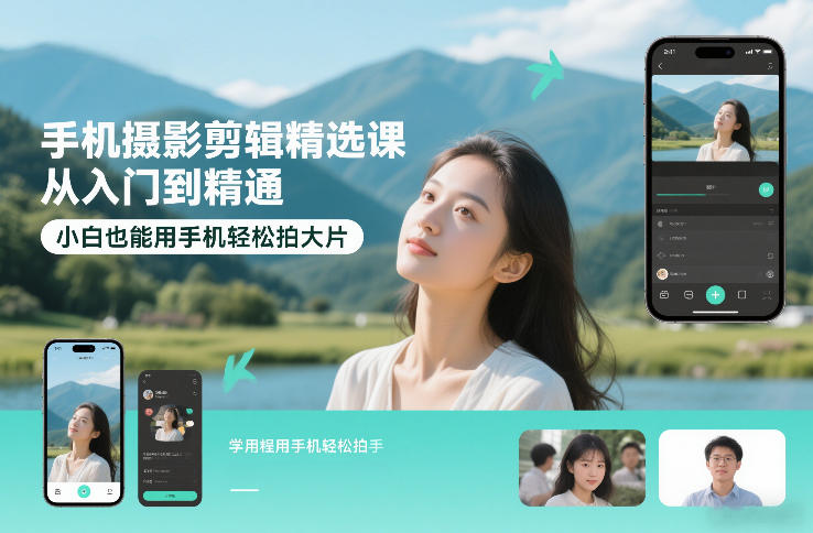 手机摄影剪辑精选课，从入门到精通，小白也能用手机轻松拍大片-沧海聊项目