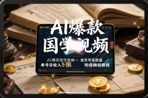 AI爆款国学视频，独家起号方法，小白直接上手，当天可见收益，单号日收入5张+附保姆级教程-沧海聊项目