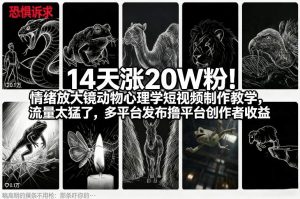 14天涨20W粉！情绪放大镜动物心理学短视频制作教学，流量太猛了，多平台发布撸平台创作者收益-沧海聊项目