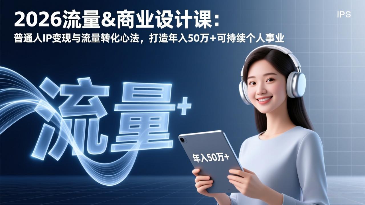 2026流量&商业设计课：普通人IP变现与流量转化心法，打造年入50万+可持续个人事业-沧海聊项目