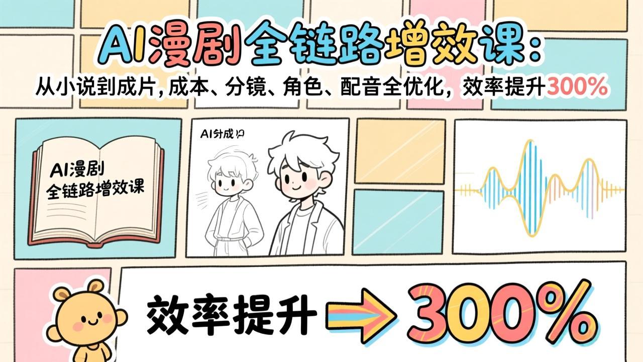 AI漫剧全链路增效课：从小说到成片，成本、分镜、角色、配音全优化，效率提升300%-沧海聊项目