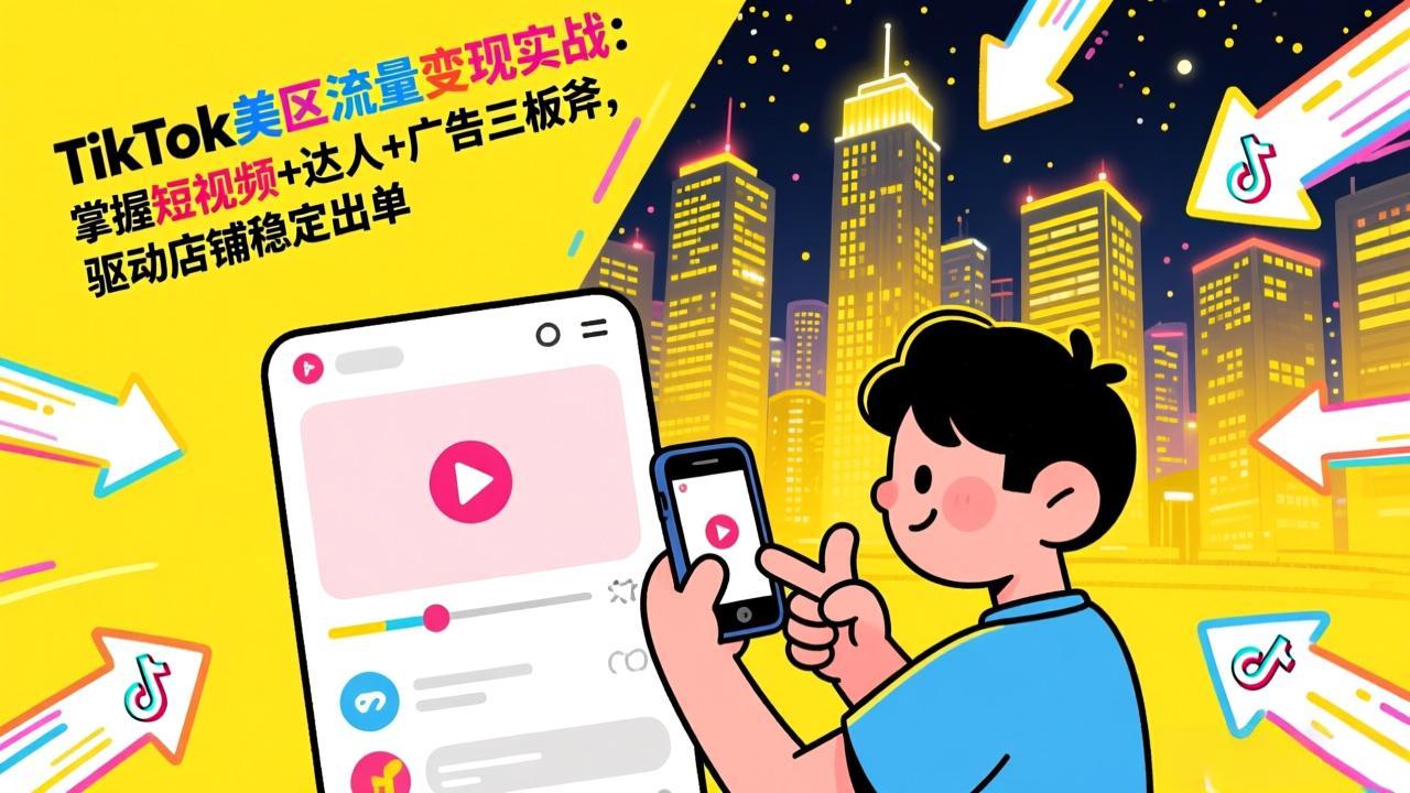 TikTok美区流量变现实战：掌握短视频+达人+广告三板斧，驱动店铺稳定出单-沧海聊项目
