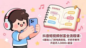 抖音短视频创富全流程课：0基础入门到电商变现，手把手教学，开启月入3000+副业-沧海聊项目