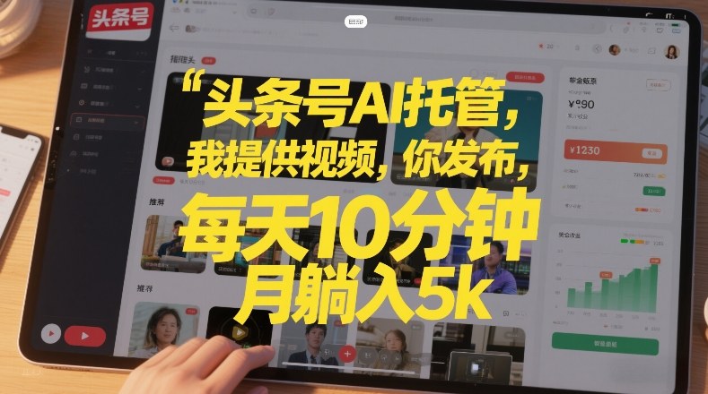 头条号AI托管，我提供视频，你发布，每天10分钟，月躺入5k+【揭秘】-沧海聊项目