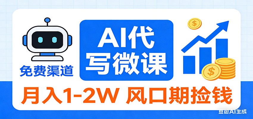 2026告别打工！AI 代写微课，提供免费渠道，月入 1-2W 风口期捡钱-沧海聊项目