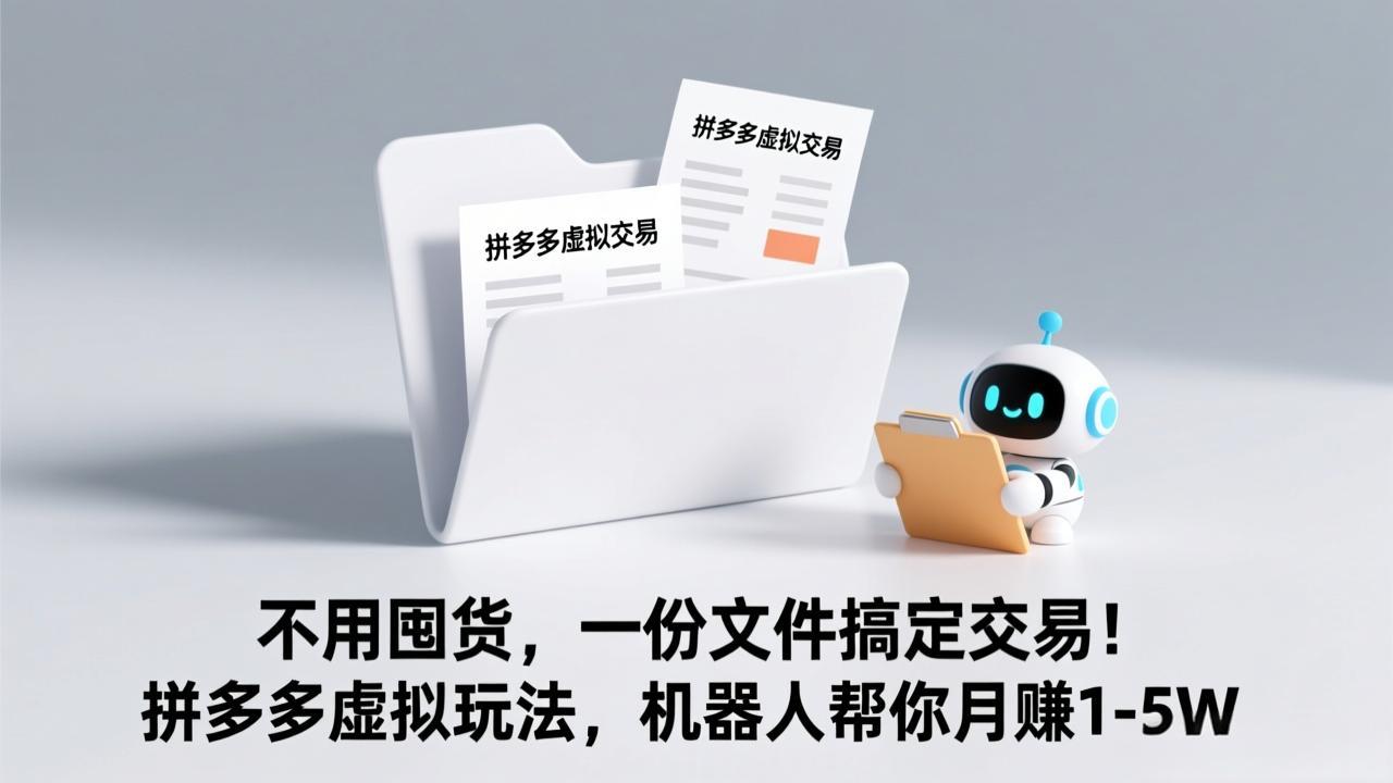 不用囤货，一份文件搞定交易！拼多多虚拟玩法，机器人帮你月赚 1-5W-沧海聊项目