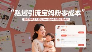 私域引流宝妈粉零成本流程简单月入超过1W+适合小白想做副业的-沧海聊项目