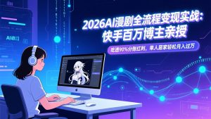 2026AI漫剧全流程变现实战：快手百万博主亲授，吃透90%分账红利，单人居家轻松月入过万-沧海聊项目