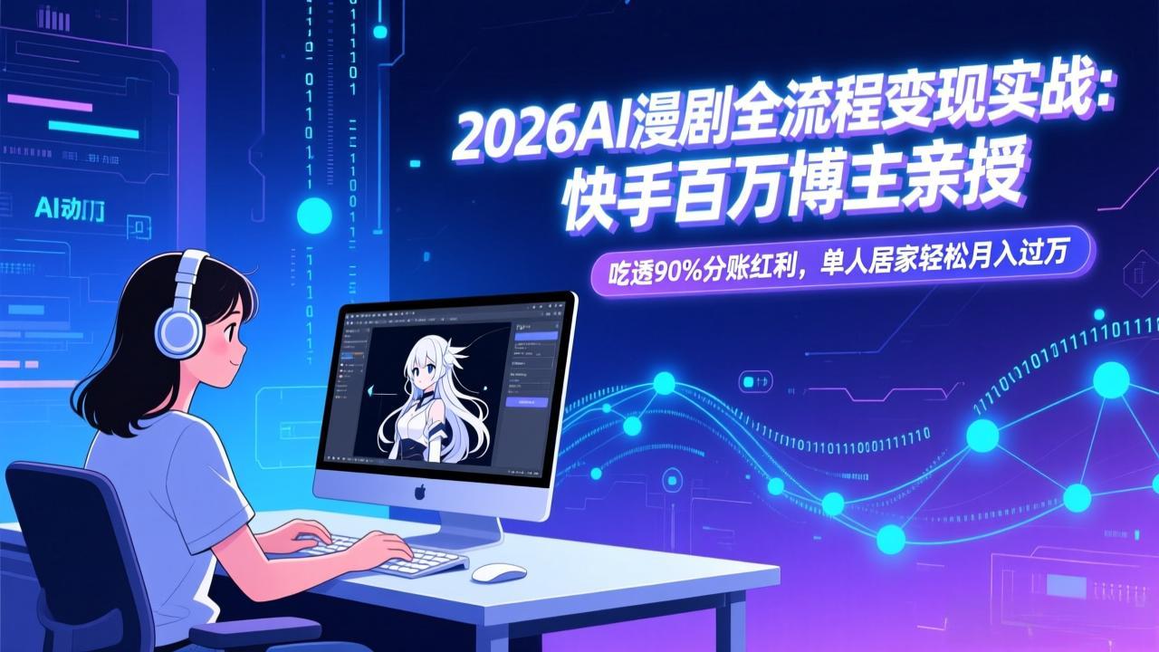 2026AI漫剧全流程变现实战：快手百万博主亲授，吃透90%分账红利，单人居家轻松月入过万-沧海聊项目