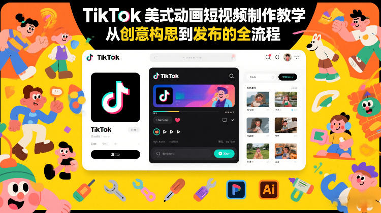 TikTok美式动画短视频制作教学，从创意构思到发布的全流程-沧海聊项目