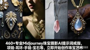 460+专业Midjourney珠宝摄影AI提示词戒指，项链-耳环-手链-宝石等，立即开始创作珠宝艺术-沧海聊项目