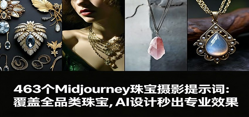 463个Midjourney珠宝摄影提示词：覆盖全品类珠宝，AI设计秒出专业效果-沧海聊项目