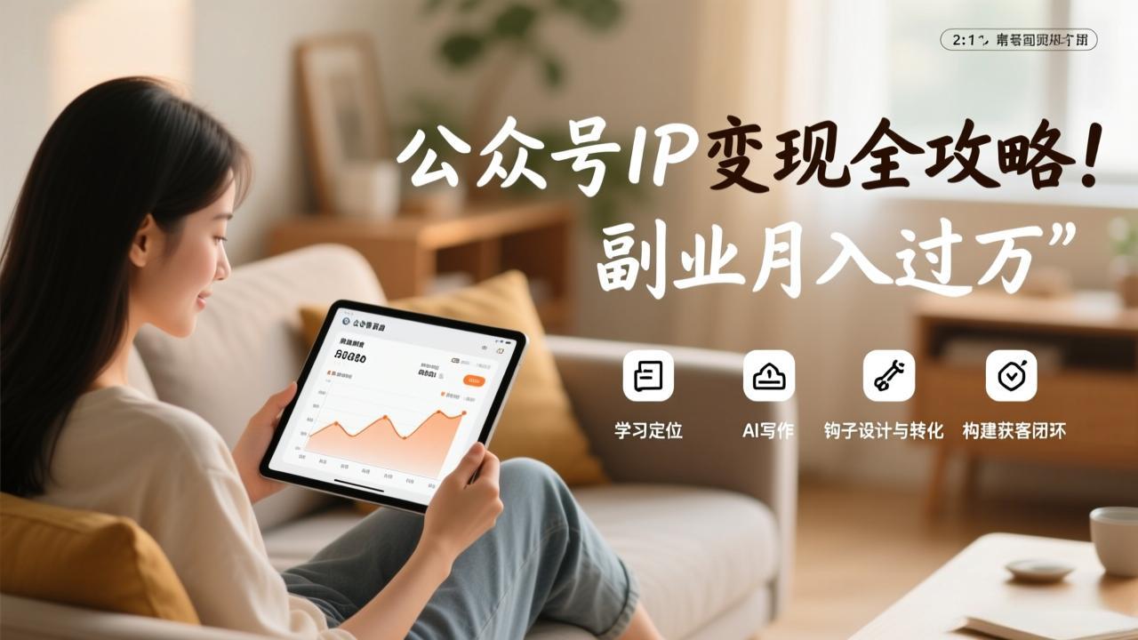 公众号IP变现全攻略，学习定位、AI写作、钩子设计与转化，构建获客闭环，副业月入过万-沧海聊项目