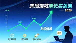 跨境爆款增长实战课，教授用户意图洞察、内容飞轮搭建、精准广告投放，助力卖家2026年利润倍增-沧海聊项目