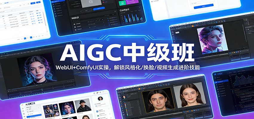AIGC中级班：WebUI+ComfyUI实操，解锁风格化/换脸/视频生成进阶技能-沧海聊项目