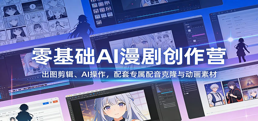 零基础AI漫剧创作营：出图剪辑、AI操作，配套专属配音克隆与动画素材-沧海聊项目