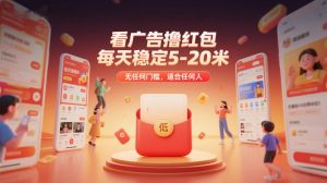 看广告撸红包，每天稳定5-20米，无任何门槛，适合任何人-沧海聊项目