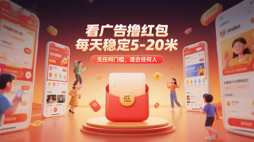 看广告撸红包，每天稳定5-20米，无任何门槛，适合任何人-沧海聊项目