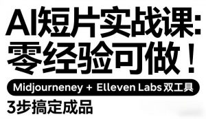 AI短片实战课：零经验可做，Midjourney+ElevenLabs双工具，3步搞定成品-沧海聊项目
