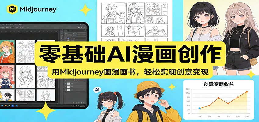 零基础AI漫画创作：用Midjourney画漫画书，轻松实现创意变现-沧海聊项目