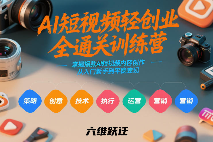 AI短视频轻创业全通关训练营，掌握爆款AI短视频内容创作，从入门新手到平稳变现的六维跃迁-沧海聊项目