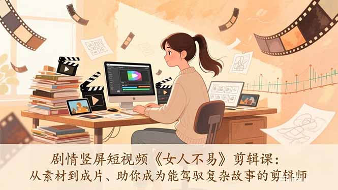 剧情竖屏短视频《女人不易》剪辑课：从素材到成片、助你成为能驾驭复杂故事的剪辑师-沧海聊项目