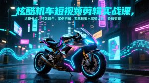 炫酷机车短视频剪辑实战课，运镜卡点、特效调色、案例拆解，零基础剪出高赞大片，吸粉变现-沧海聊项目