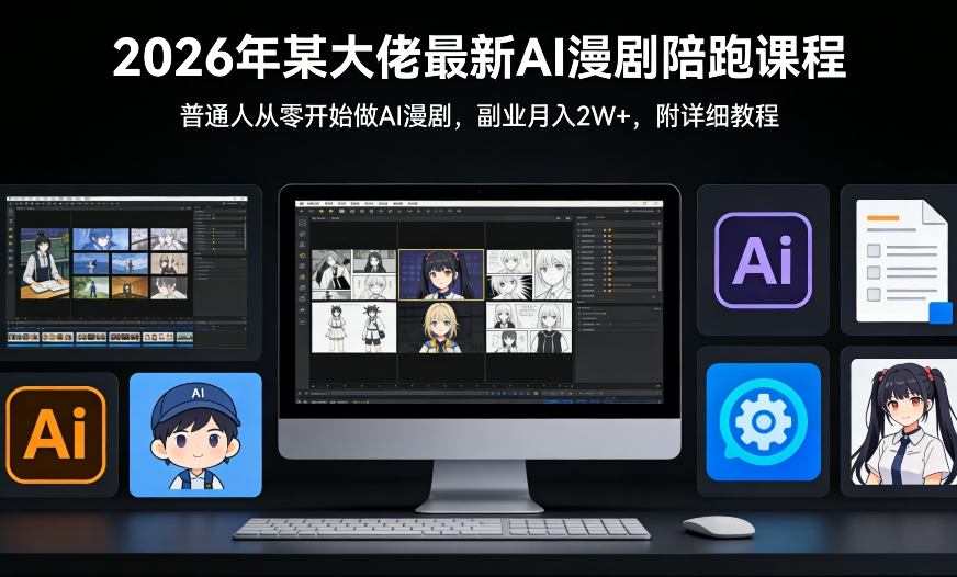26年某大佬最新Ai漫剧陪跑课程，普通人从零开始做AI漫剧，副业月入2W+-沧海聊项目