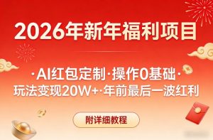 新年福利项目，AI红包定制，操作0基础，玩法变现20W+年前最后一波红利，附详细教程-沧海聊项目