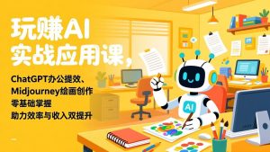玩赚AI实战应用课，ChatGPT办公提效、Midjourney绘画创作，零基础掌握，助力效率与收入双提升-沧海聊项目