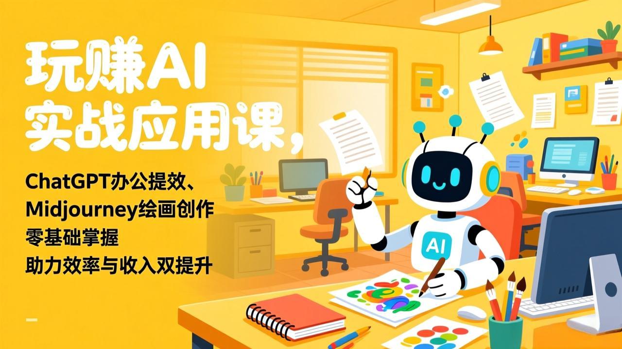玩赚AI实战应用课，ChatGPT办公提效、Midjourney绘画创作，零基础掌握，助力效率与收入双提升-沧海聊项目