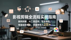 影视剪辑全流程实战指南，案例拆解、AI工具应用、专业调色，零基础到专业，月接单收入2万+-沧海聊项目