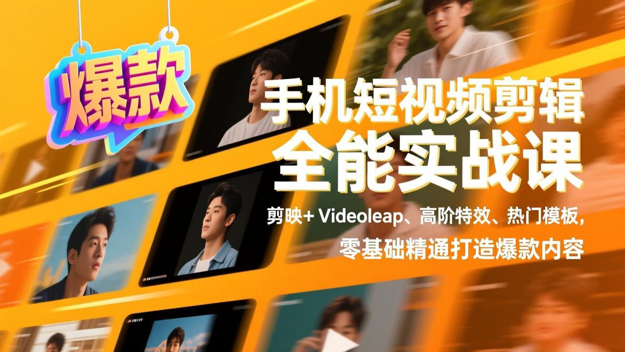 手机短视频剪辑全能实战课，剪映+Videoleap、高阶特效、热门模板，零基础精通打造爆款内容-沧海聊项目