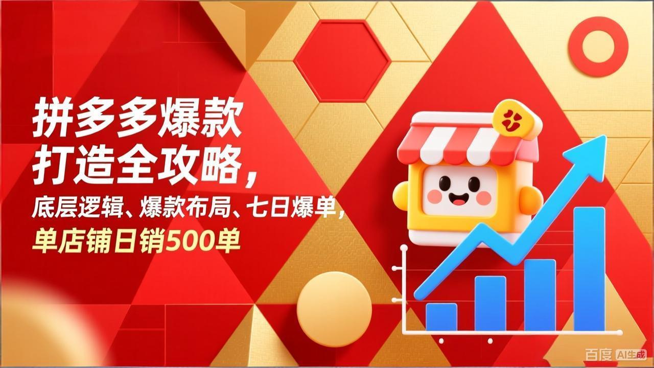 拼多多爆款打造全攻略，底层逻辑、爆款布局、七日爆单，单店铺日销500单-沧海聊项目