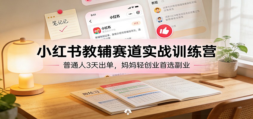 小红书教辅赛道实战训练营：普通人3天出单，妈妈轻创业首选副业-沧海聊项目