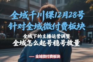 全域千川线下课12月28号，针对全域微付费板块，全域下的主播运营调整，全域怎么起号稳号放量-沧海聊项目
