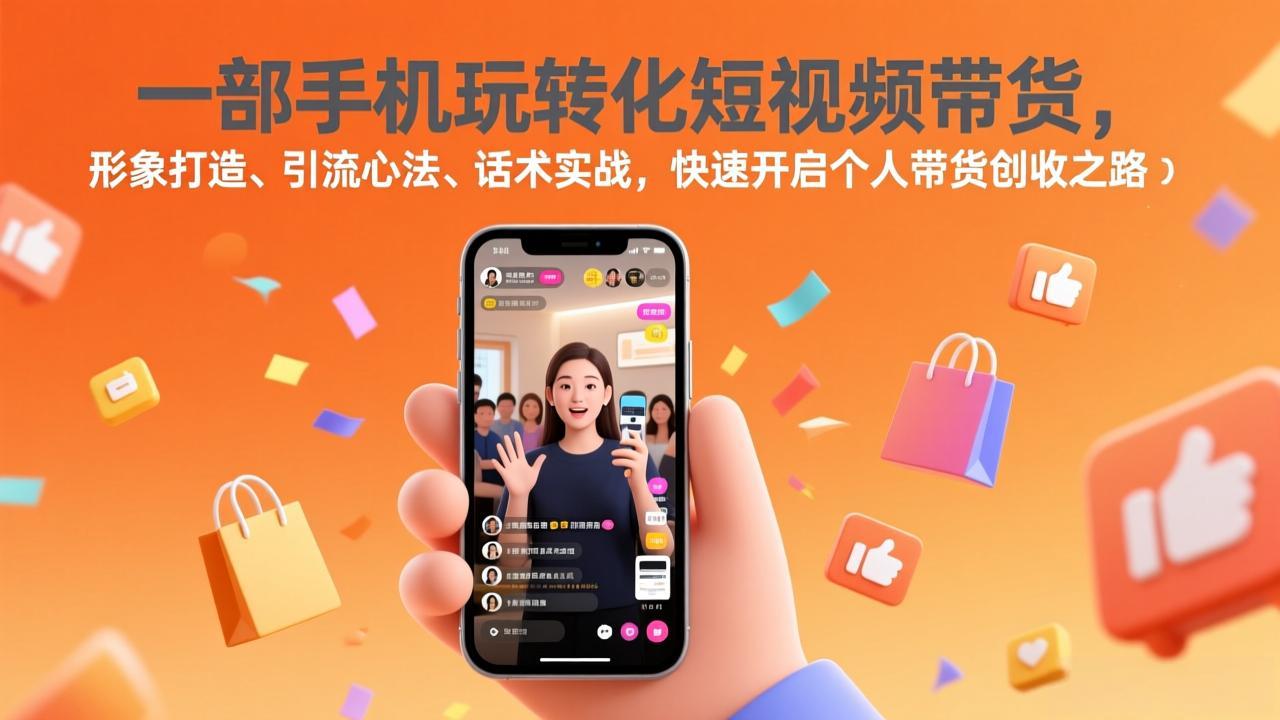 一部手机玩转化短视频带货，形象打造、引流心法、话术实战，快速开启个人带货创收之路-沧海聊项目
