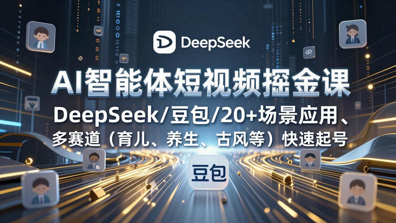 AI智能体短视频掘金课，DeepSeek/豆包/20+场景应用、多赛道(育儿、养生、古风等-沧海聊项目