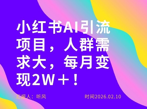 她通过这个AI项目每月做到2W＋的收入，最新小红书AI项目，人群需求大！-沧海聊项目