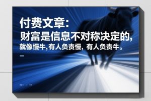 付费文章：财富是信息不对称决定的，就像慢牛，有人负责慢，有人负责牛-沧海聊项目