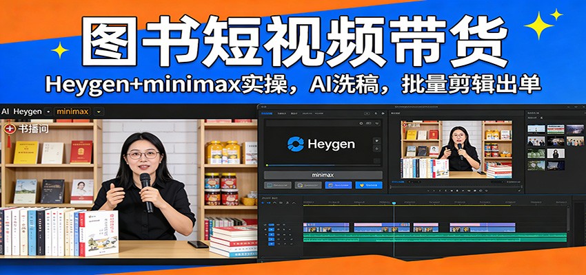 图书短视频带货：Heygen+minimax实操，AI洗稿 ，批量剪辑出单-沧海聊项目