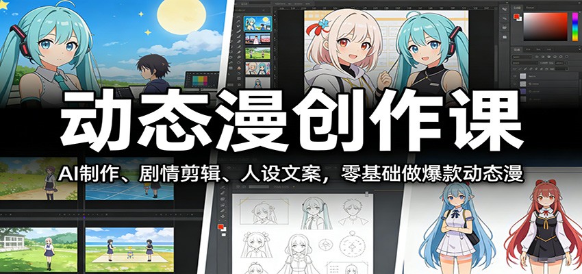 动态漫创作课：AI制作、剧情剪辑、人设文案，零基础做爆款动态漫-沧海聊项目