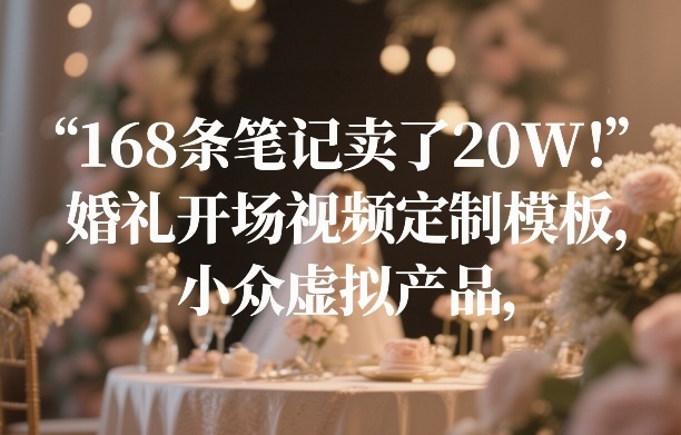 168条笔记卖了20W！婚礼开场视频定制模板，小众虚拟产品-沧海聊项目
